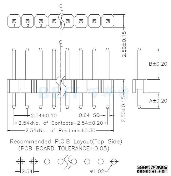 排針排母2.54排針 180°